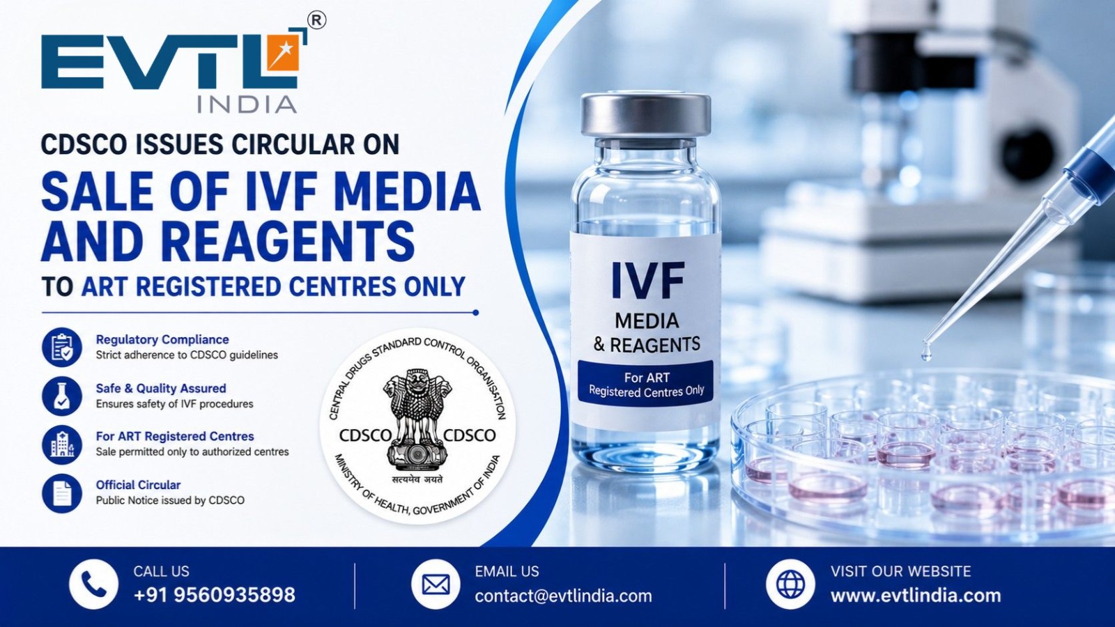 CDSCO Issues Circular on Sale of IVF Media and Reagents to ART Registered Centres Only